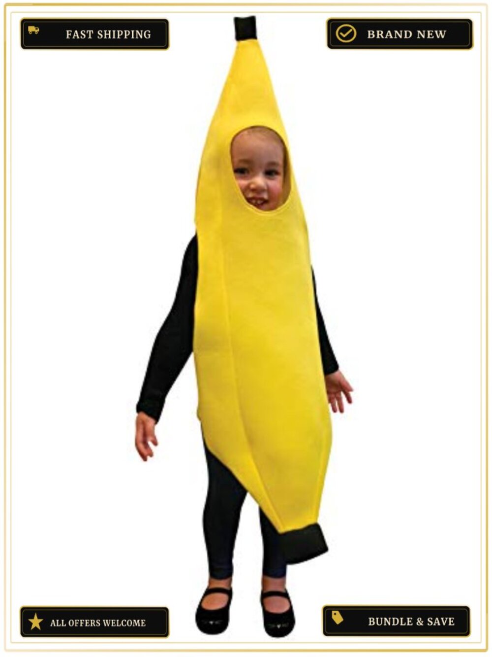 Banana Costume Child Size 3-4 Over Head Tunic Halloween Party